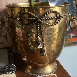 Large Vintage Solid Brass Planter
